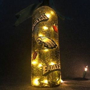 Philadelphia Eagles HANDCRAFTED Lit-Up Wine Bottle